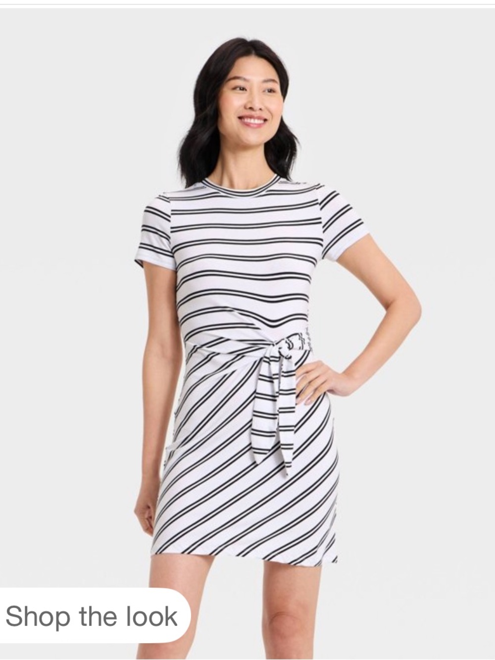 a new day White and Black Striped Tie-Front Mini Dress - Picture 3 of 3